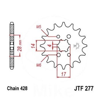 Piñón JT acero de 14 dientes JTF277.14 (estandar)