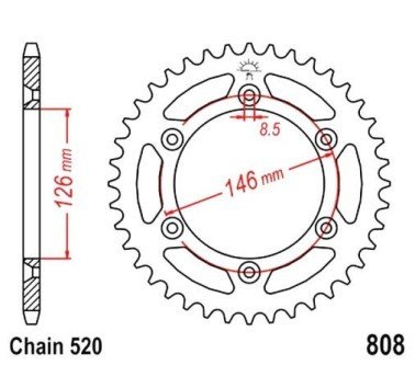 Corona JT acero de 44 dientes JTR808.44