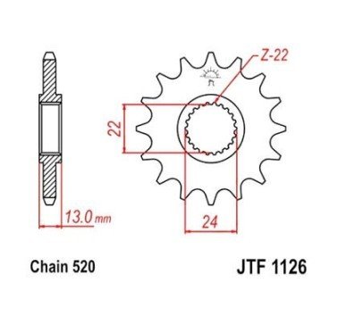 Piñón JT acero de 16 dientes JTF1126.16