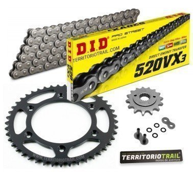 Kit de transmisión DID 520 VX3 gris (15/45/108) | relación original Honda XR 400 R