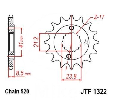 Piñón JT acero de 15 dientes JTF1322.15