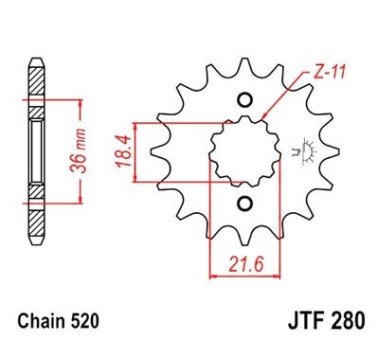 Piñón JT acero de 13 dientes JTF280.13
