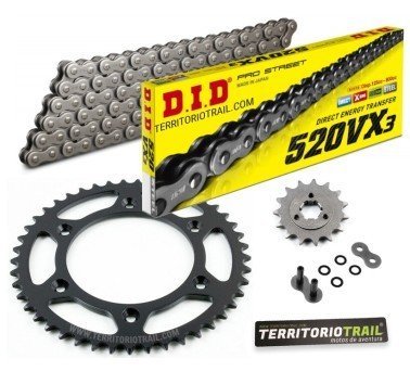 Kit de transmisión DID 520 vx3 gris (15/48/116) Suzuki DR 750 BIG (1989 freno de disco)