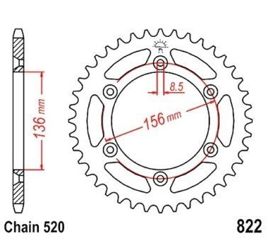 Corona JT acero 45 dientes JTR822.45