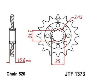 Piñón JT acero de 17 dientes JTF1373.17