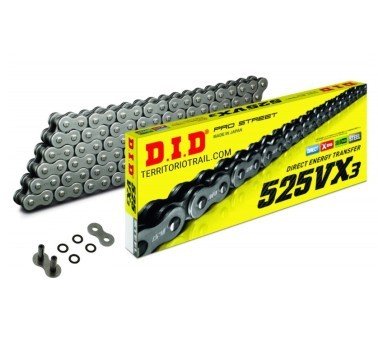 Cadena abierta gris DID x-ring 525 vx3 de 122 eslabones