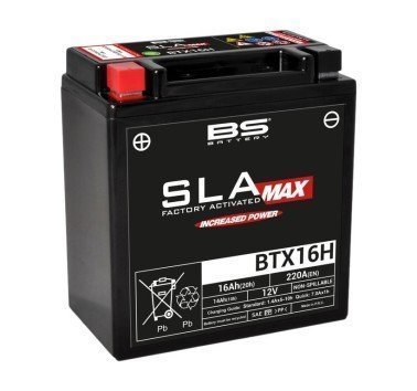 Batería BS BTX16h SLA-MAX Power activada y precargada