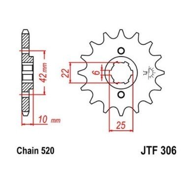 Piñón JT acero 14 dientes JTF306.14