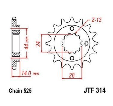 Piñon JT acero de 17 dientes JTF314.17