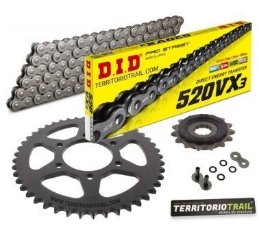 Kit de transmisión DID 520 vx3 gris (15/46/114) | relación original KLE 650 Versys