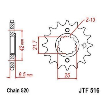 Piñón JT acero de 14 dientes JTF516.14
