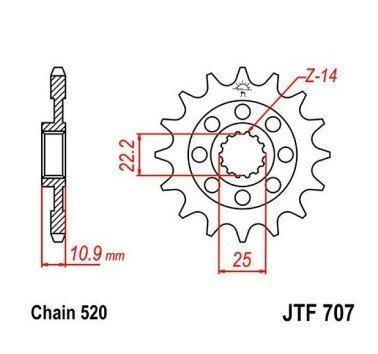 Piñón JT acero de 15 dientes JTF707.15