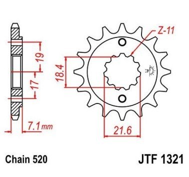 Piñón JT acero de 14 dientes JTF1321.14