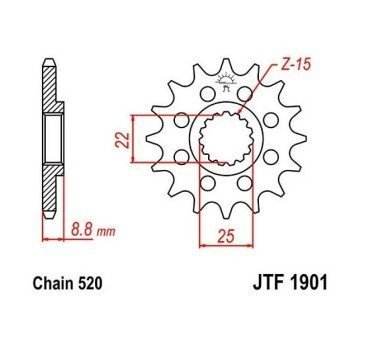 Piñón JT acero racing de 15 dientes JTF1901.15SC