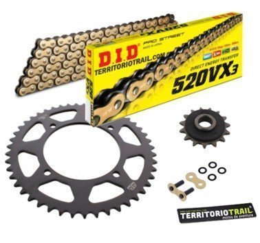 Kit de transmisión DID VX3 520 cadena dorada (15/45/106) | relación original XT 600