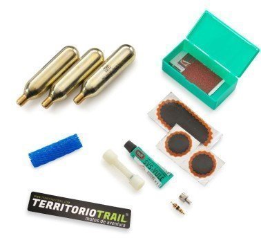 Bolsa kit reparación de pinchazos TipTop para motos con cámara