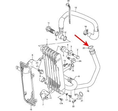 Junta tórica 3.5 x 22 mm manguito enfriador de aceite Suzuki DR 650