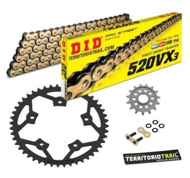 Kit de transmisión DID 520 VX3 dorada (15/47/116) | relación original Royal Enfield Himalayan 450