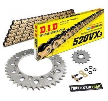 Kit de transmisión DID 520vx3 dorada (14/47/112) relación original XR600R de 1988 a 1990