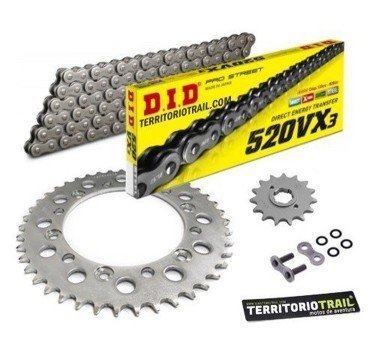 Kit de transmisión DID 520vx3 gris (14/47/112) relación original XR600R de 1988 a 1990