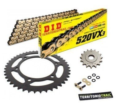 Kit de transmisión DID 520 VX3 cadena dorada (16/46/112) | relación original Yamaha XT 750 Z