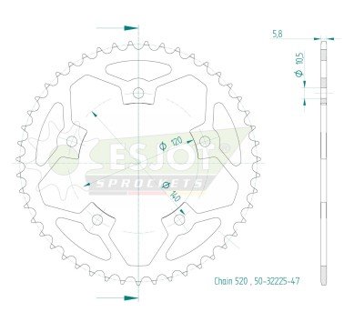 Corona Esjot 47 dientes acero para Royal Enfield 450 Himalayan