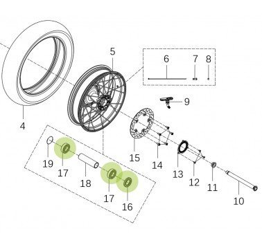 Juego de rodamientos SKF eje trasero Kove 800 X Pro / Rally