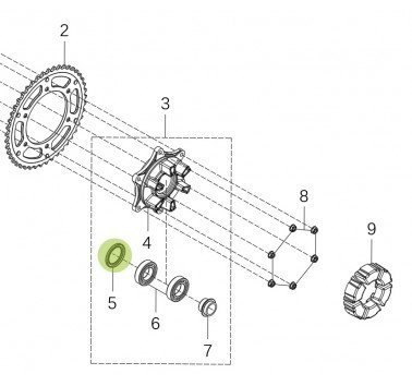 Retén rueda trasera 40 x 55 x 5 mm Kove 800 X Pro / Rally