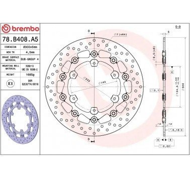 Disco de freno delantero Brembo 78B408A5 Husqvarna 701 Enduro