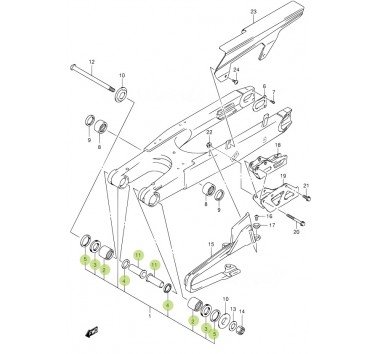 Kit 28-1047 reparación cojinete basculante Suzuki DRZ 400