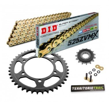 Kit de transmisión DID 525 ZVMX2 super ref dorada (15/46/122) | relación original Tenere 700 (19-24)