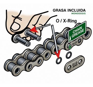 Cadena EK 520 SRX2 QX-Ring gris de 116 eslabones